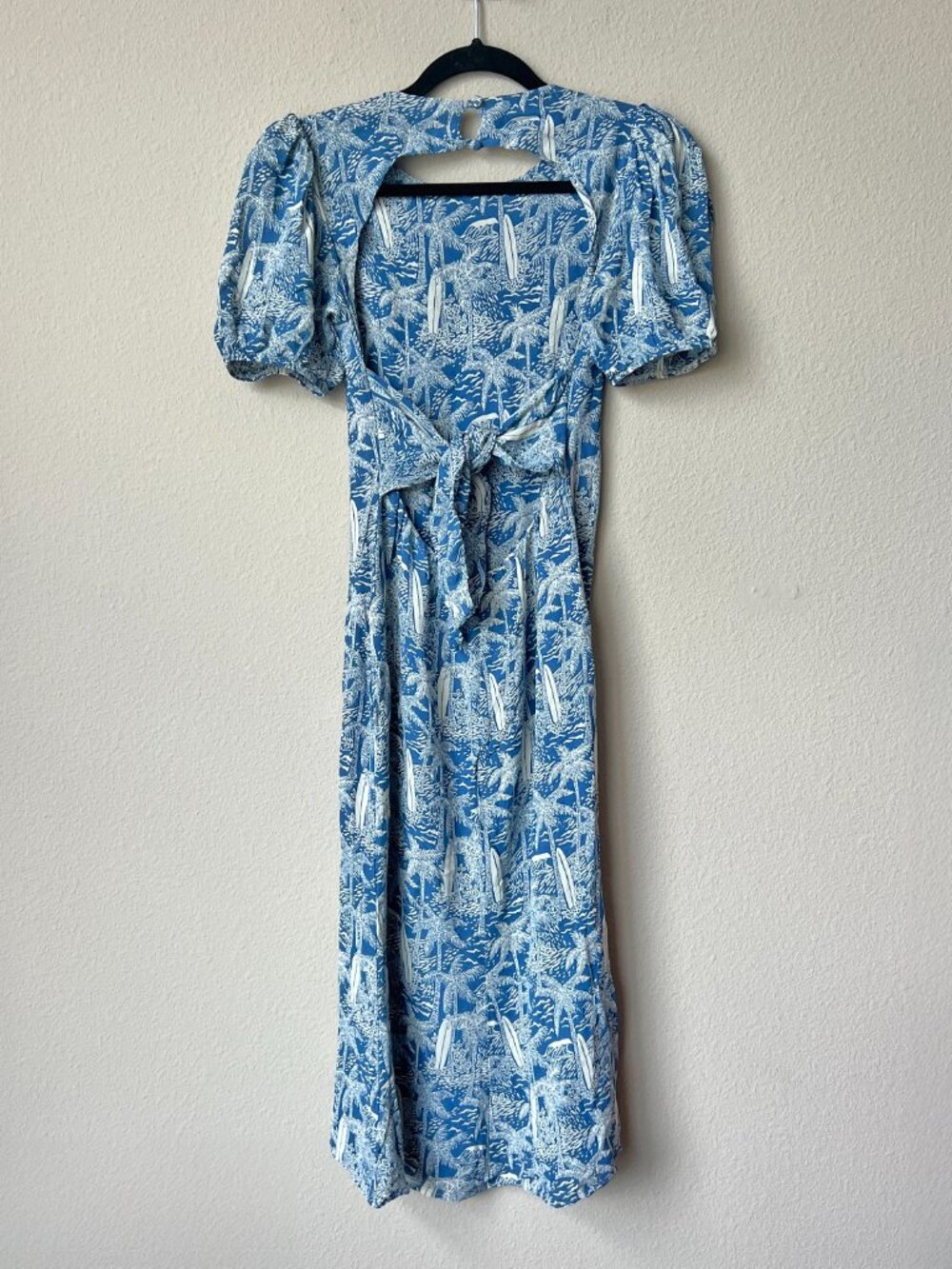 Reformation Palmer Blue White Surfboard Floral Midi Dress Size 6 - Picture 4 of 6